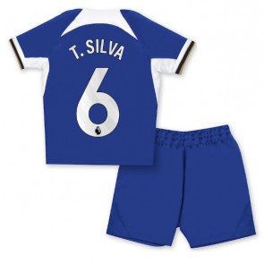 Chelsea Thiago Silva #6 Hjemmebanesæt Børn 2023-24 Kort ærmer (+ korte bukser)